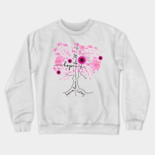 Breast Cancer Awareness Pink Ribbon Tree Crewneck Sweatshirt